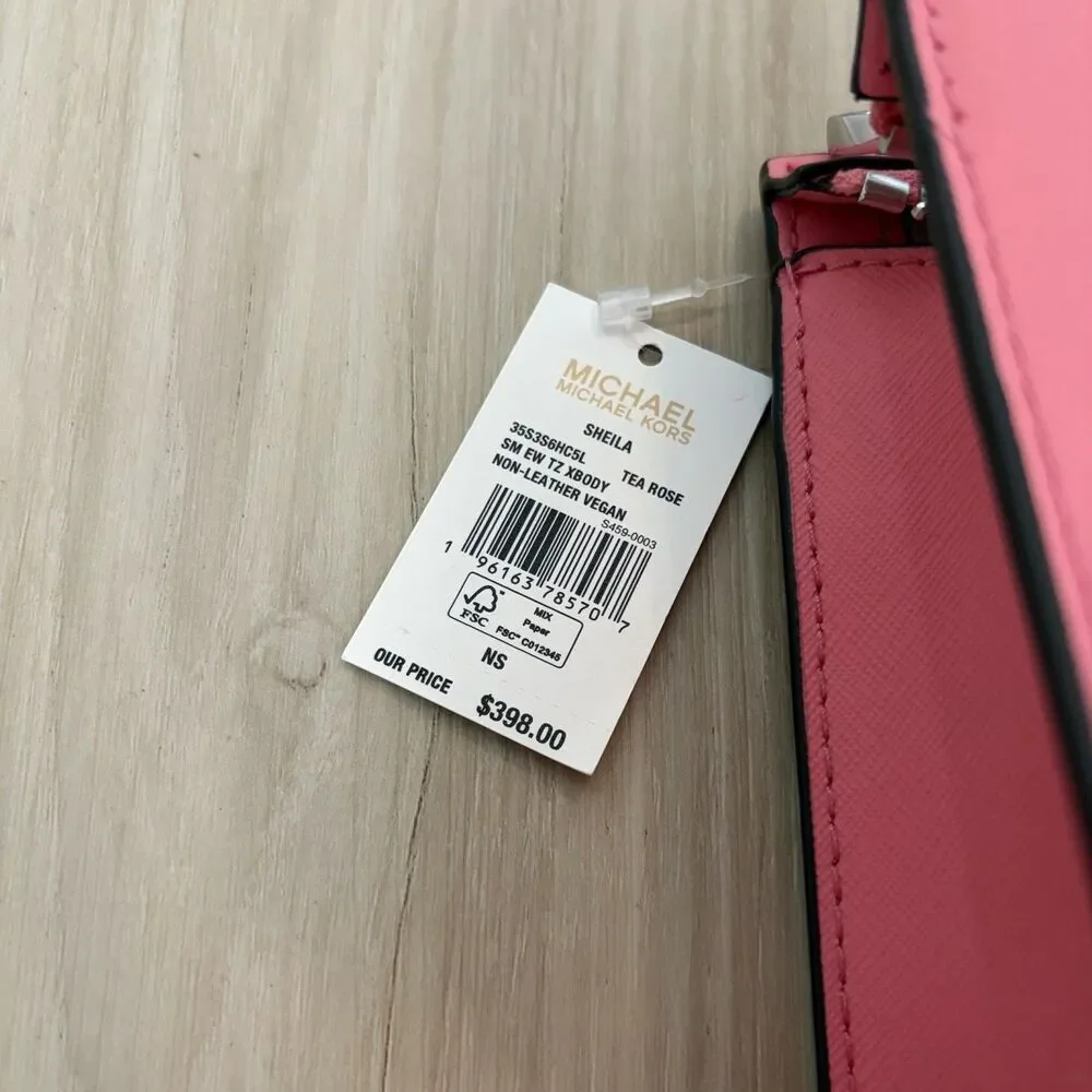 MICHAEL KORS  SHEILA SMALL EAST WEST SHOULDER CROSSBODY BAG TEA ROSE